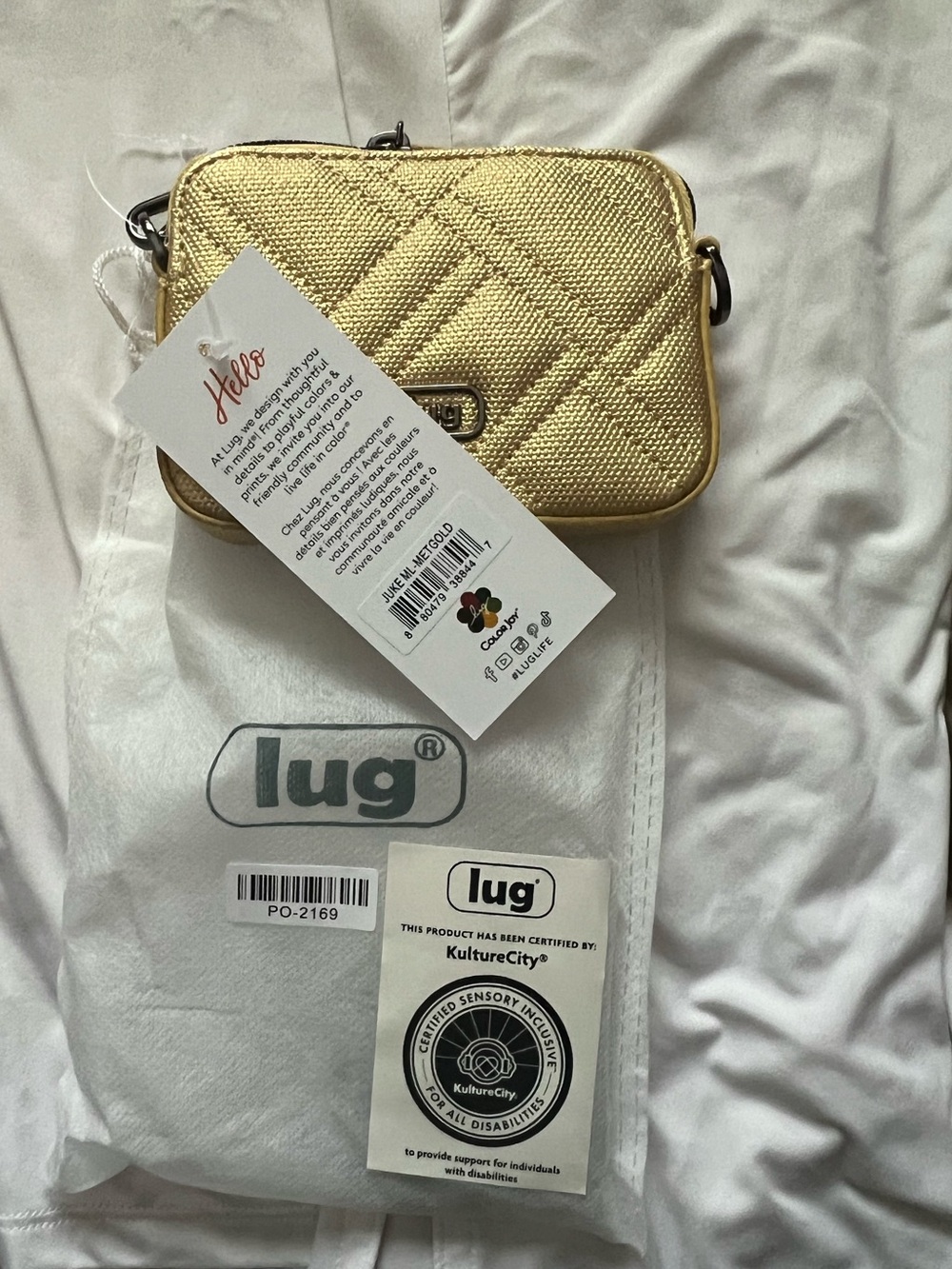 NWT~Lug~Juke~Metallic Gold Quilted Mini Crossbody